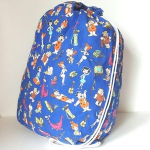 Flintstones Handmade Blue Drawstring Canvas Bag